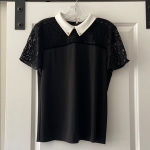 Karl Lagerfeld - Blouse with Lace (Black + White)